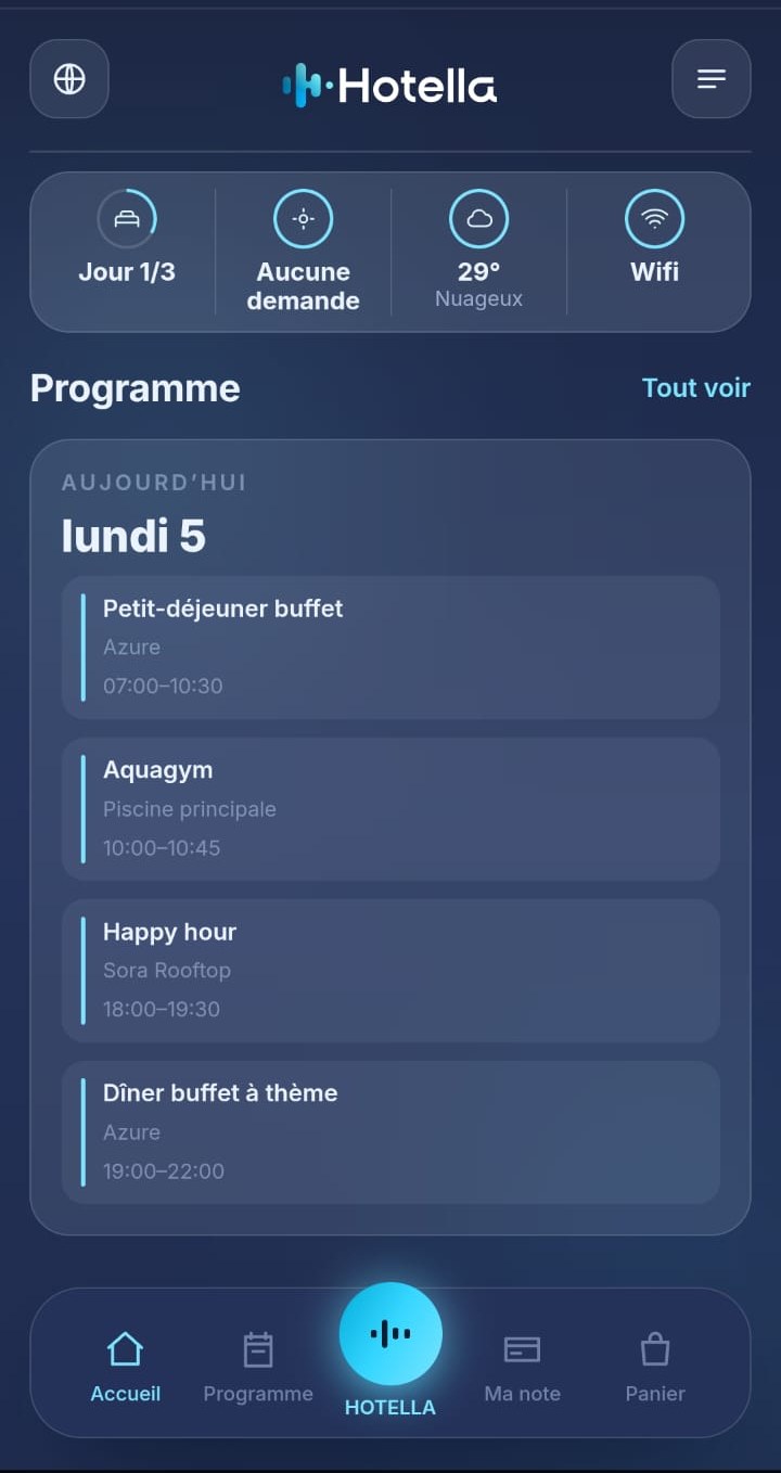 Guest App HOTELLA : Programme du séjour